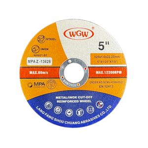 Disco de corte de metal industrial WGW de 5 polegadas (125x1,0x22,23mm) - Roda de alto desempenho para metal e ferro, longa vida útil 