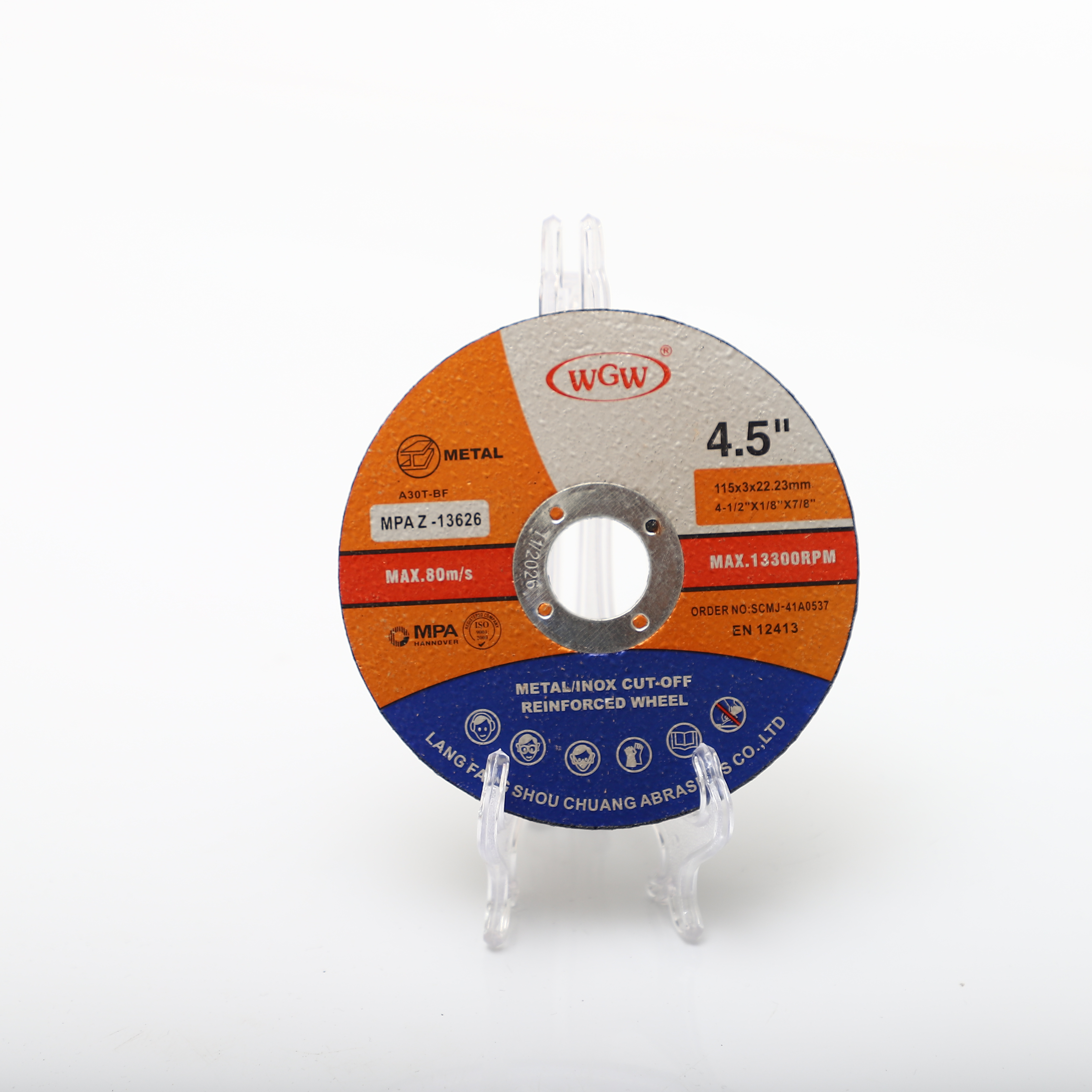 Disco de corte abrasivo de 4,5 polegadas de alta dureza OEM aceito 1 peça Taxas de moagem mais rápidas Certificação ISO9001 Garantia de 3 anos MPA (3mm)