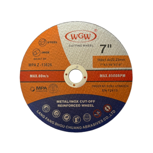 Disco de corte de metal industrial WGW 180x1.6x22mm Corte de 7 polegadas para metal e ferro com alta relação custo-benefício 