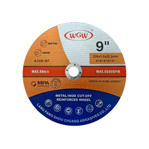 Disco de moagem abrasivo profissional WGW T41-230x3x22.23mm para trabalho em metal e aço inoxidável para uso em rebarbadora 