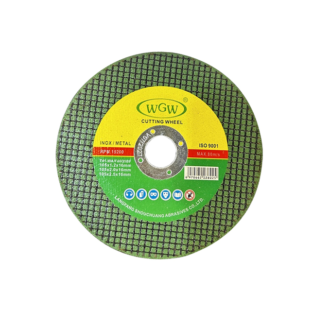 Disco de corte de aço inoxidável WGW T41 de 4 polegadas, óxido de alumínio de alta dureza