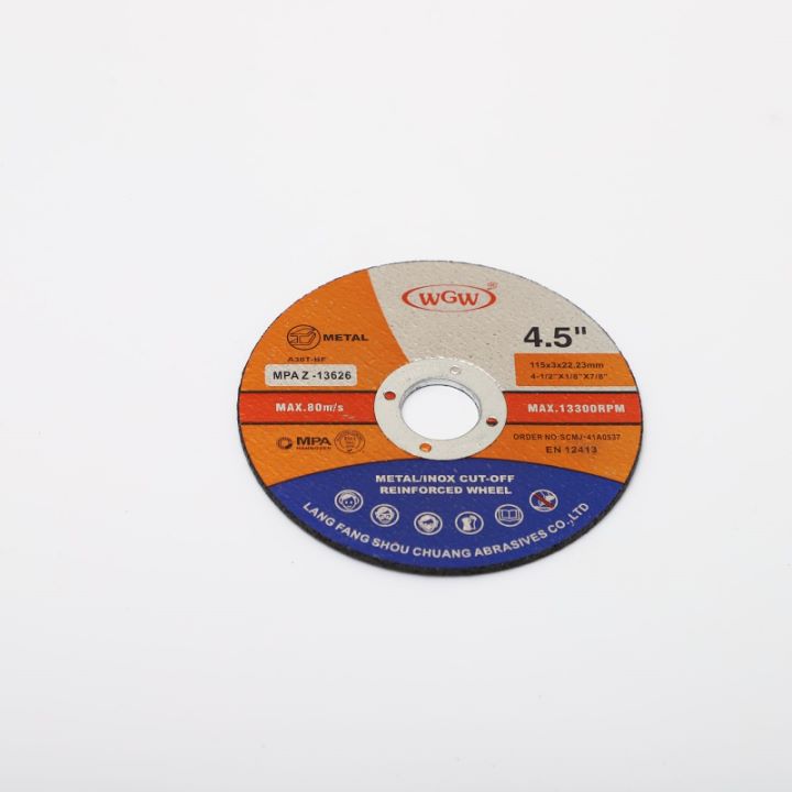 Disco de corte abrasivo de 4,5 polegadas de alta dureza OEM aceito 1 peça Taxas de moagem mais rápidas Certificação ISO9001 Garantia de 3 anos MPA (3mm)