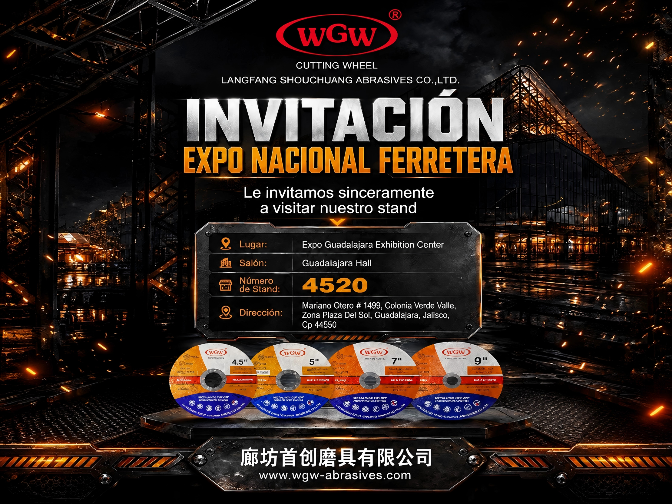 WGW Abrasives convida você para nos visitar na Expo Nacional Ferretera, México