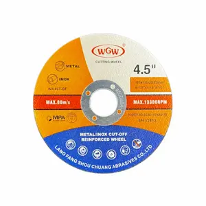 Disco de corte WGW T41-115x1x22.23mm, corte rápido de metal de disco de óxido de alumínio